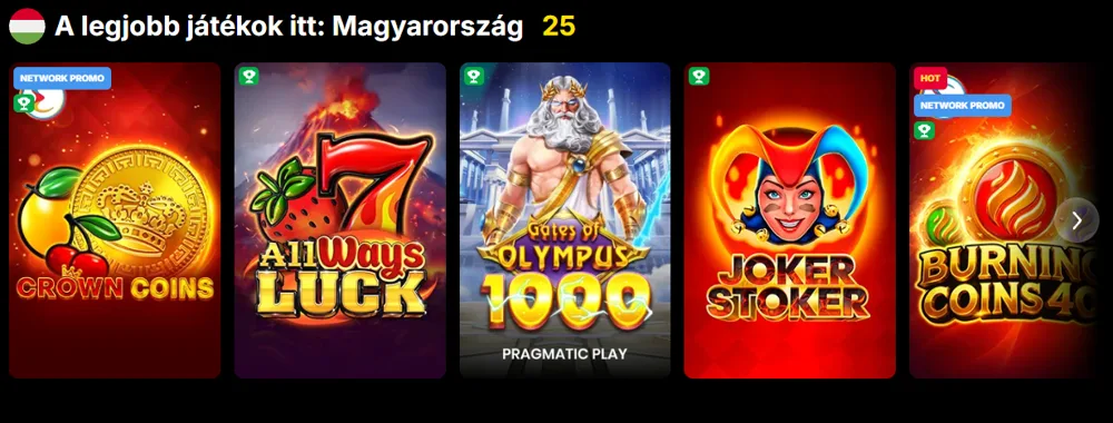 A legjobb játékok a Fiery Play oldalán Magyarországon
