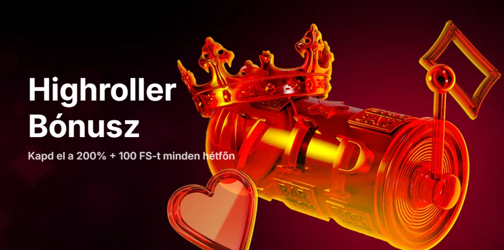 Fiery Play Highroller bónusz: 200% + 100 FS minden hétfőn