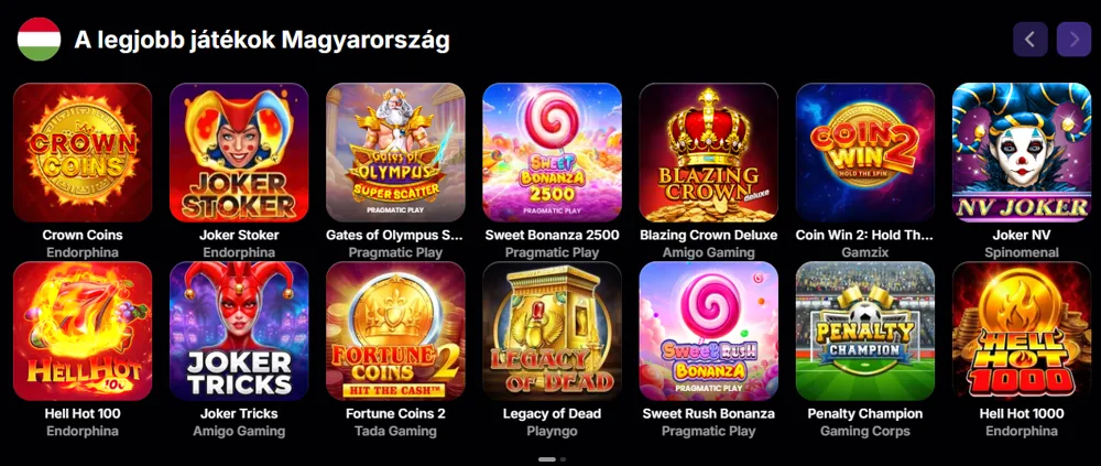 A legjobb játékok az NV Casino oldalán Magyarországon