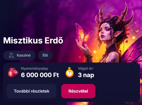 NV Casino verseny: Misztikus Erdő, 6 000 000 Ft nyereményalap